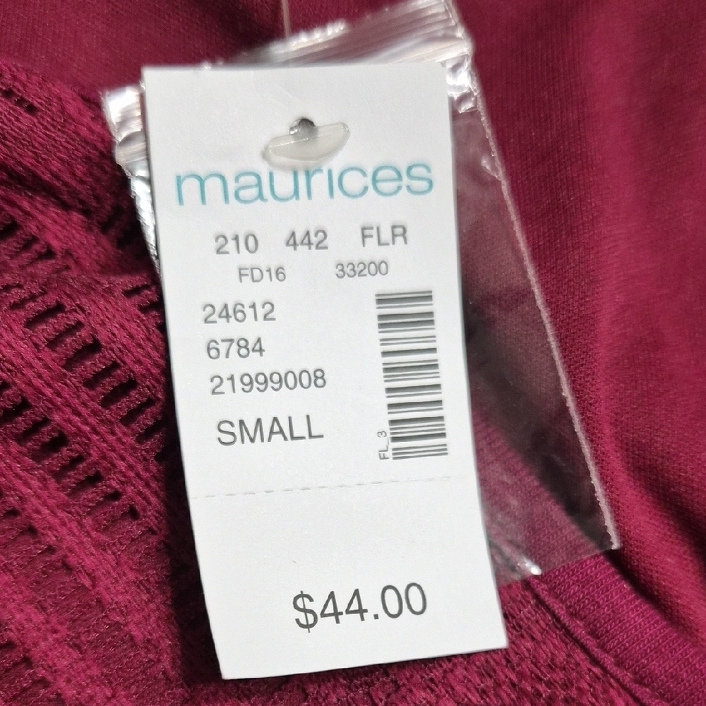 Maurices Wine Babydoll Dress Lacy 3/4 Sleeve Size Small NWT - Picture 12 of 14